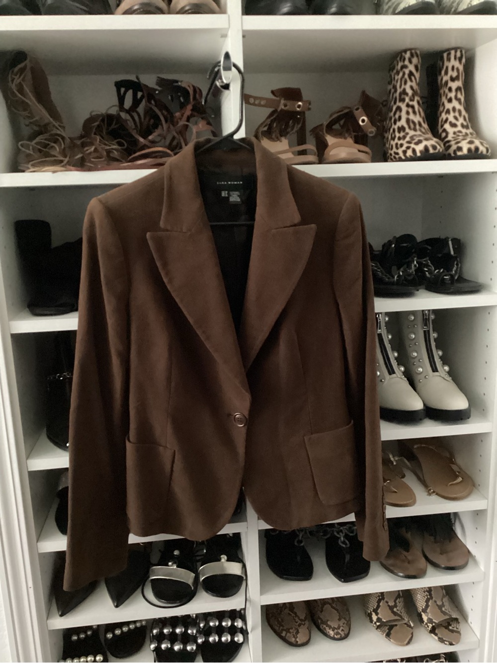 Zara Brown Single-Button Women's Blazer